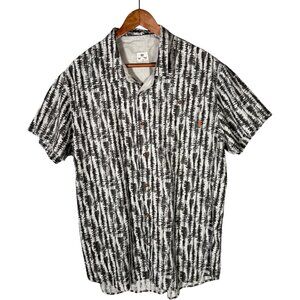 tentree Men's Hemp Blend Short Sleeve Button Down Shirt Forest Print XXL